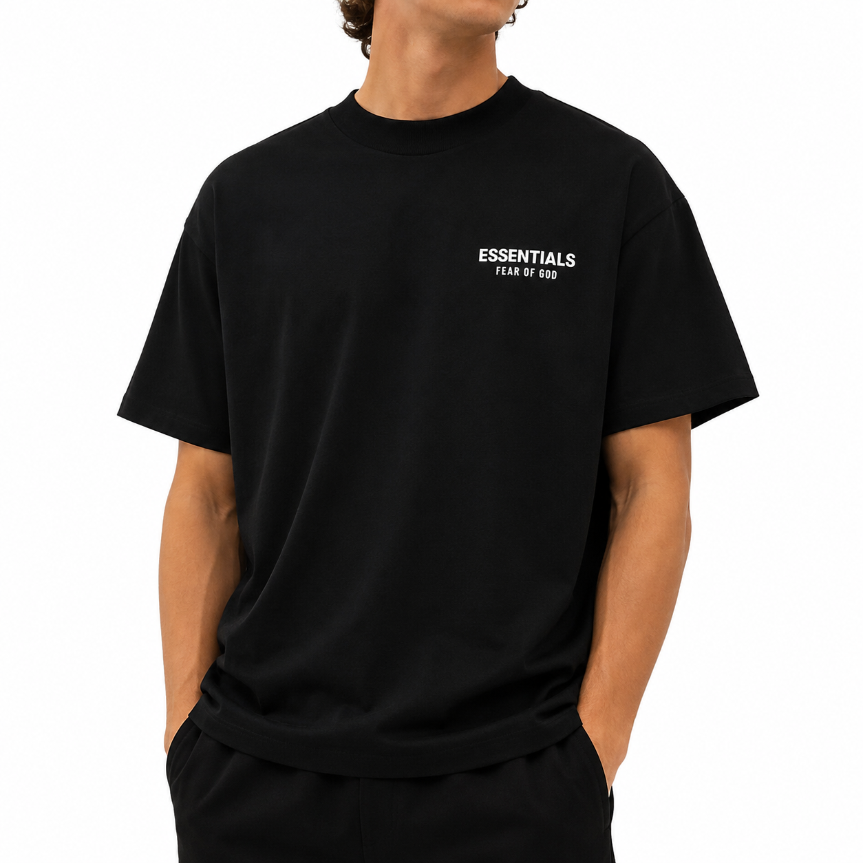 Fear of God Essentials Jersey Crewneck T-Shirt 'Black'