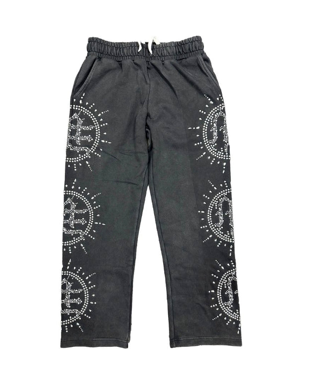 Mixed Emotions ‘Eclipse’ Grey Acid Wash Rhinestone Sweats