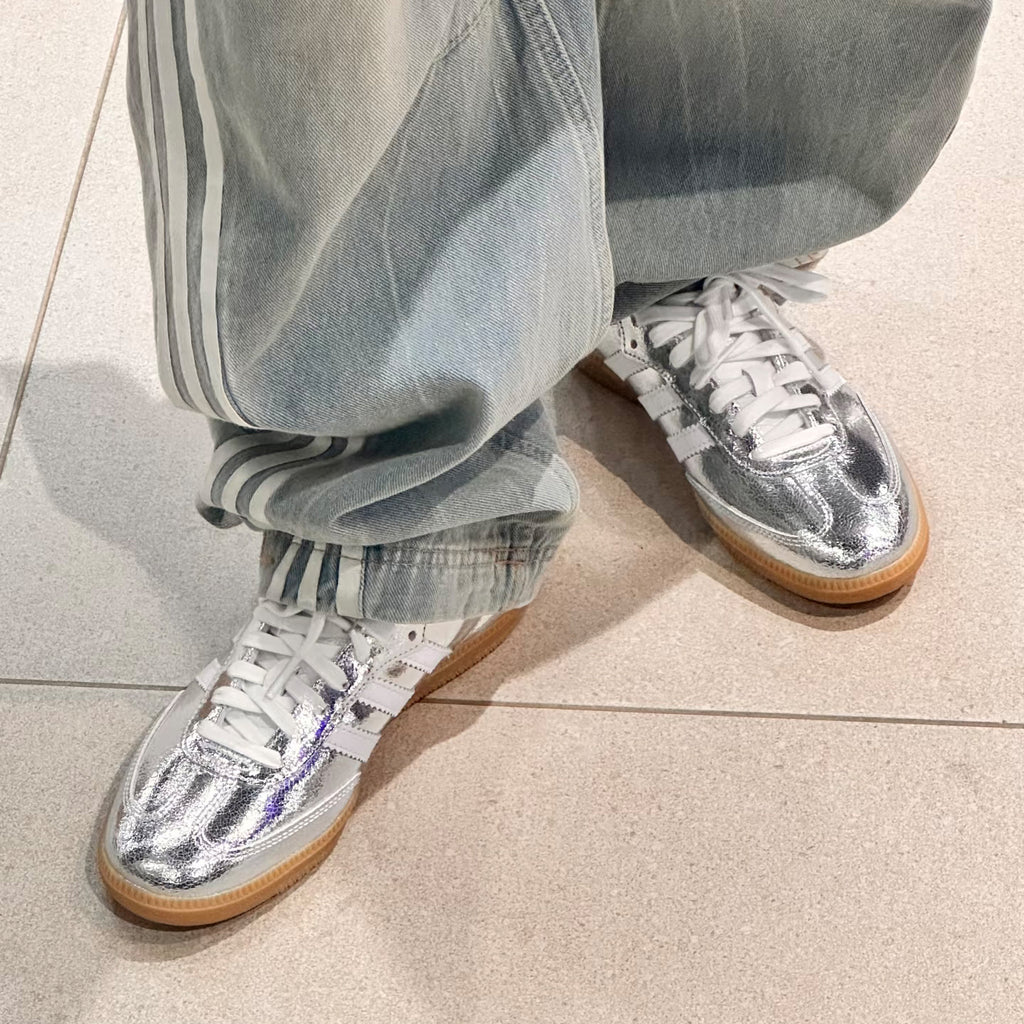 adidas Samba OG Silver Metallic Cracked Leather (Women's)