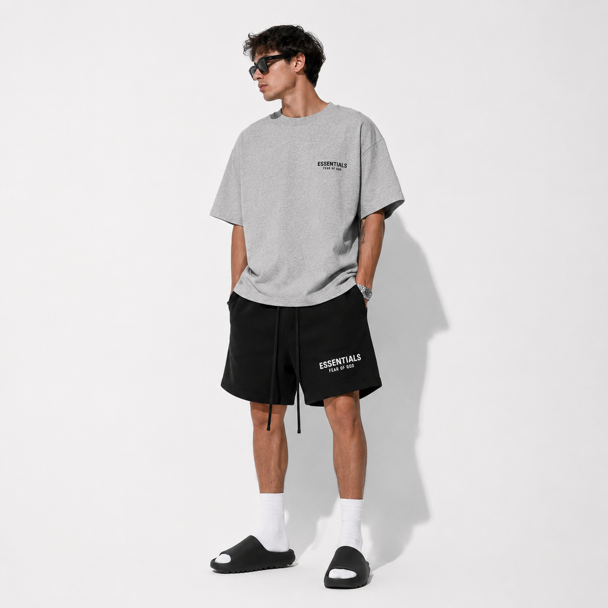 Fear of God Essentials Jersey Crewneck T-Shirt 'Light Heather Grey'