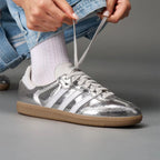 adidas Samba OG Silver Metallic Cracked Leather (Women's)