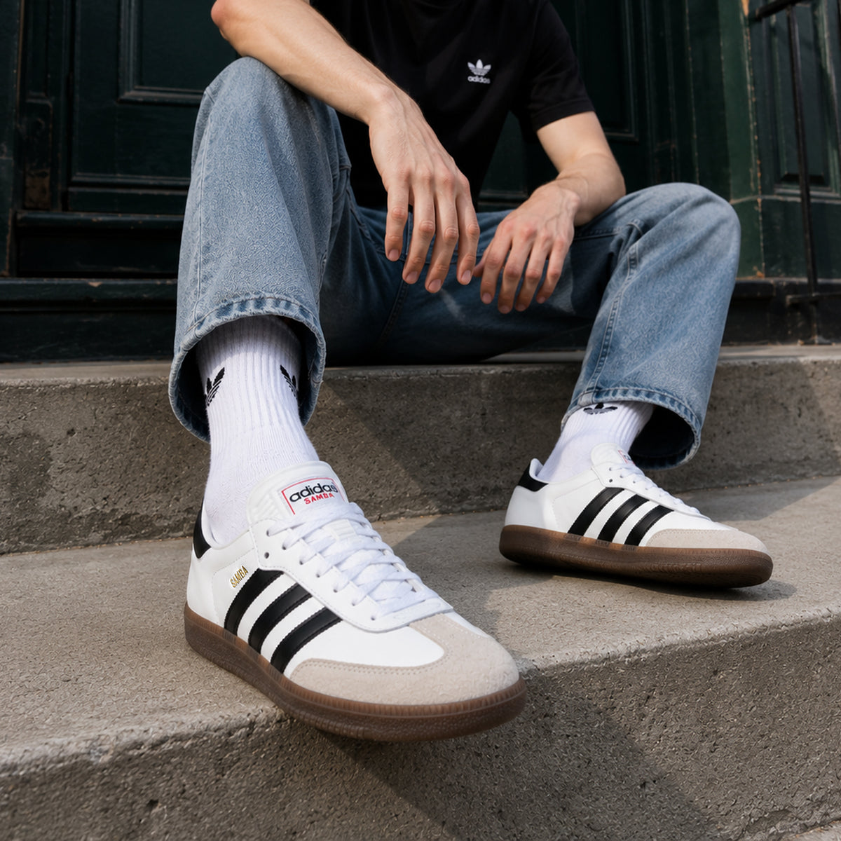 model-adidas Samba Indoor Cloud White Core Black Vivid Red 