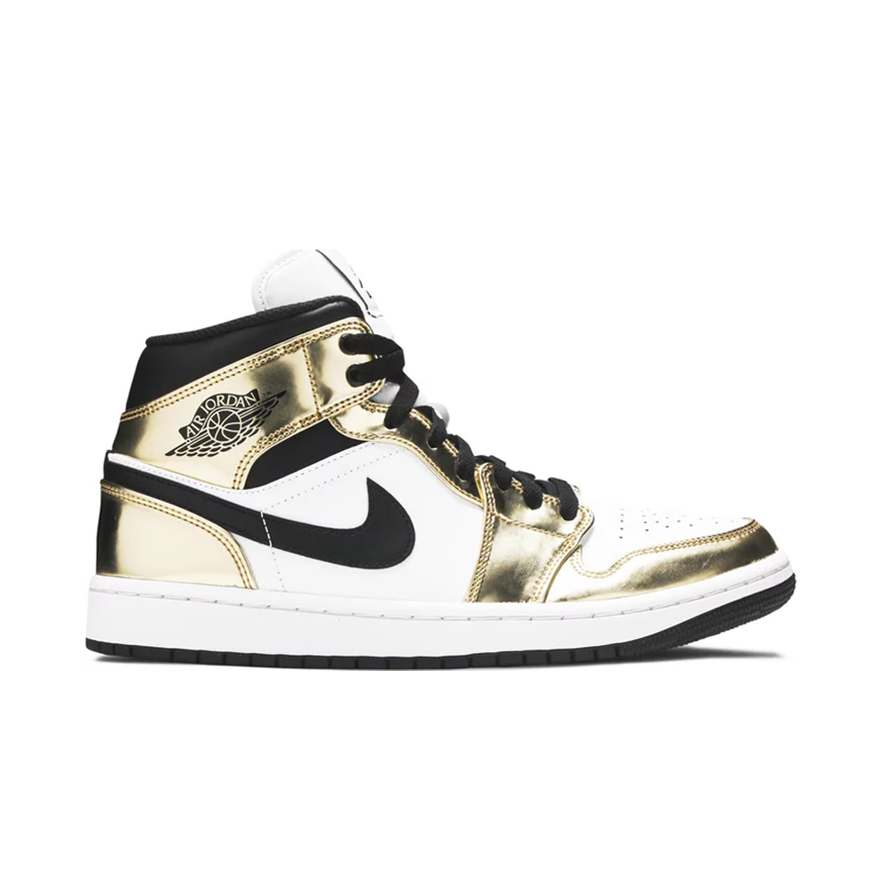 Jordan 1 Mid Metallic Gold Black White