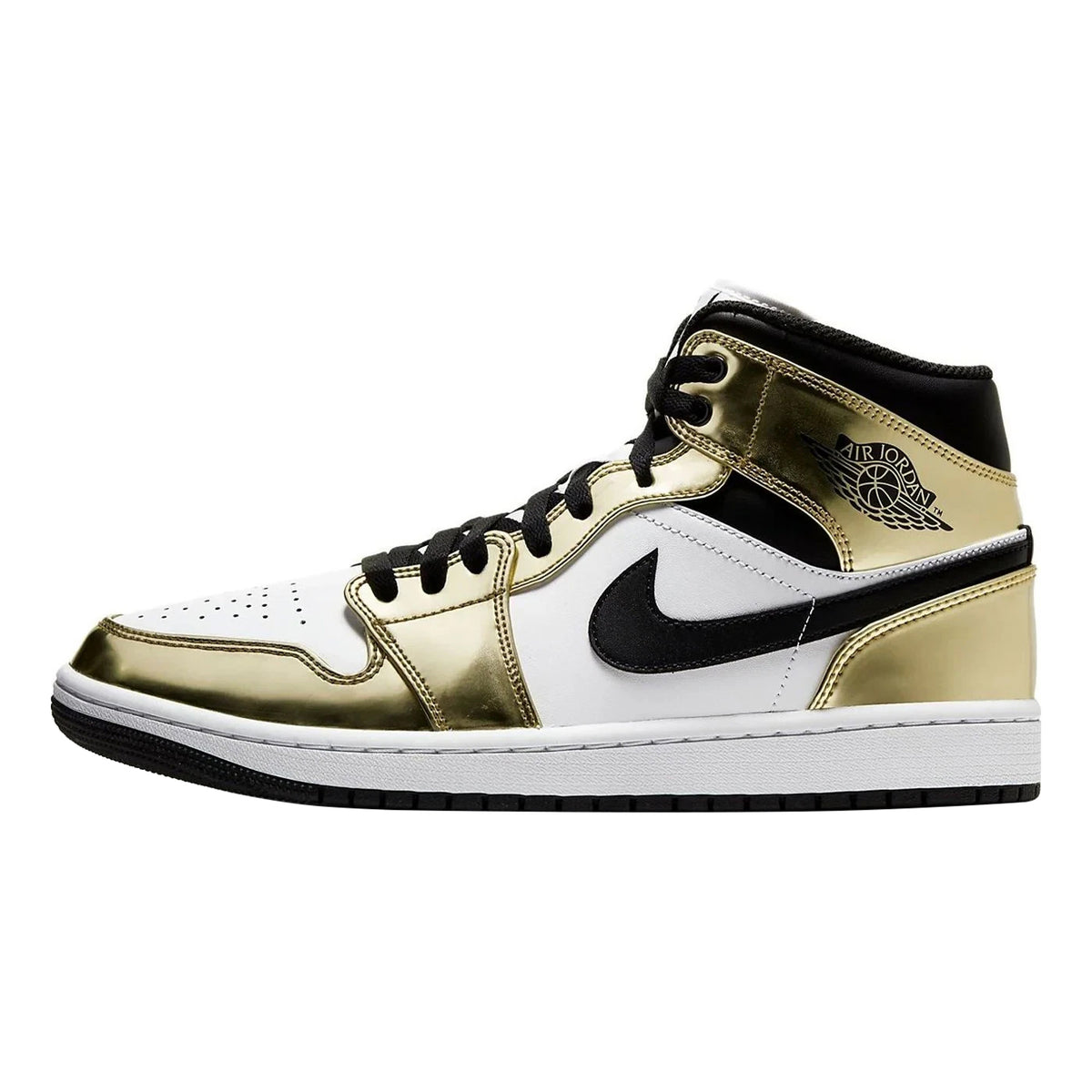 Jordan 1 Mid Metallic Gold Black White