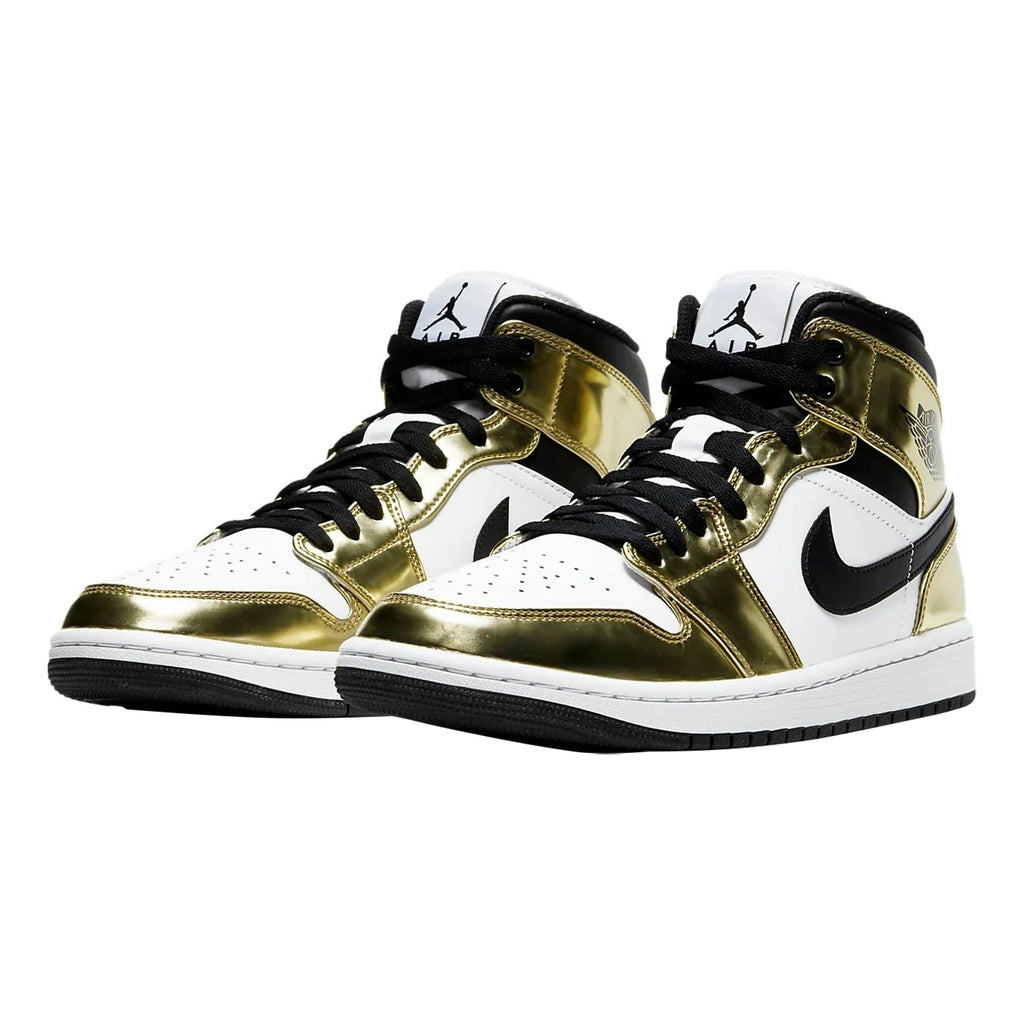 Jordan 1 Mid Metallic Gold Black White