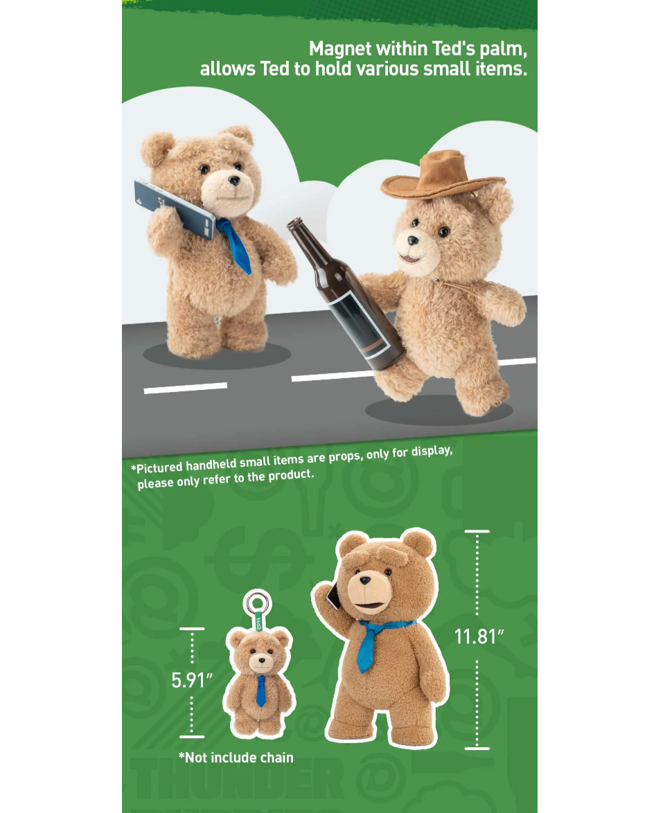 Pop Mart Ted2 Teddy Bear Action Plush Pendant