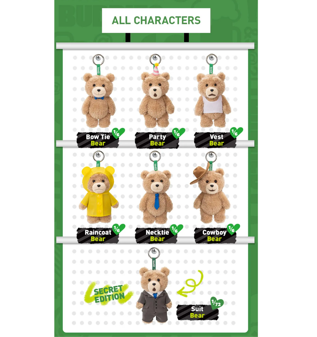 Pop Mart Ted2 Teddy Bear Action Plush Pendant